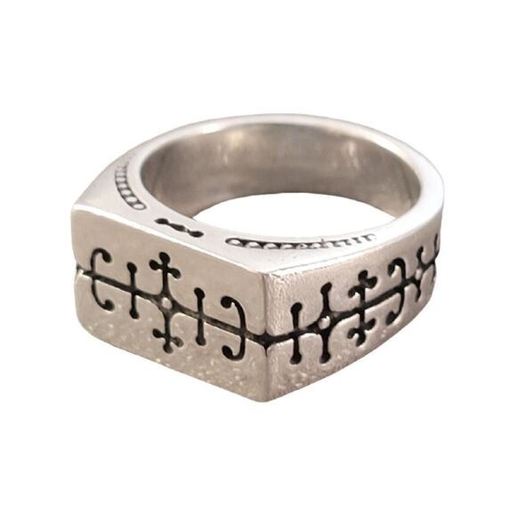 Konstantino Sterling Symbol Pattern Signet Ring - Picture 3 of 10